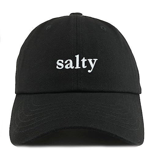 Trendy Apparel Shop Salty Embroidered Solid Adjustable Unstructured Dad Hat - color: Black