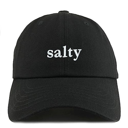 Trendy Apparel Shop Salty Embroidered Solid Adjustable Unstructured Dad Hat - color: Black