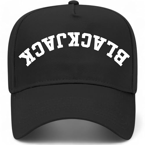 Blackjack Upside Down Reversed Vintage Trucker Hat | Premium Adjustable Snapback Baseball Hat for Men & Women - color: Black