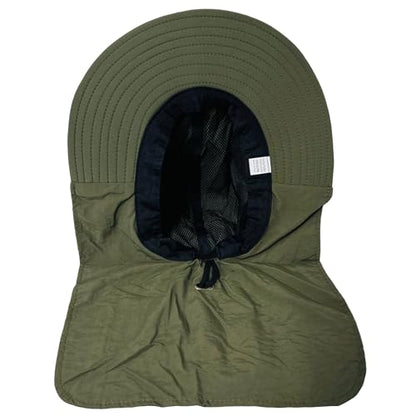 Packable and Adjustable Mesh Boonie Sun Hat with Neck Flap - color: Green