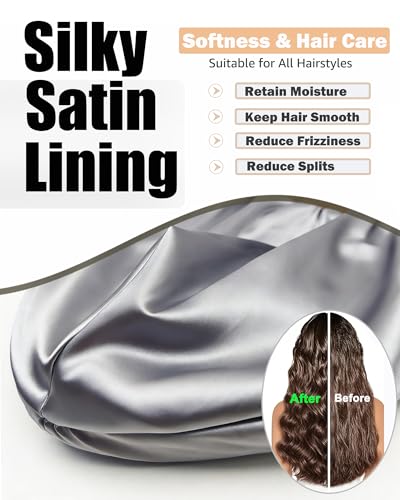 ROYBENS Satin Lined Beanie Hat for Women Men, Wool Knit Cuffed Winter Hats - color: 1pcs Light Gray
