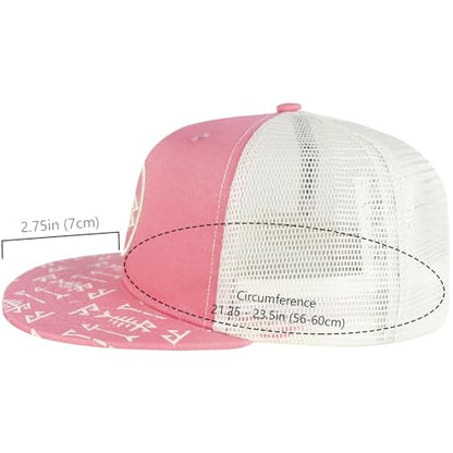 BASSDASH Flat Brim Trucker Cap Adjustable Snapback Hat Mesh Back for Men Women - color: Pink