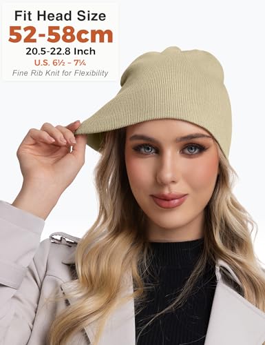 ROYBENS 100% Cotton No Cuff Beanie Hat Men Women, Fisherman Skull Cap - color: Khaki