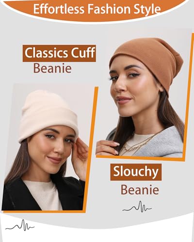 vidsel 100% Cotton Beanie Hat-Unisex Winter Knit Cuffed Beanies Skull Cap - color: 1-beige