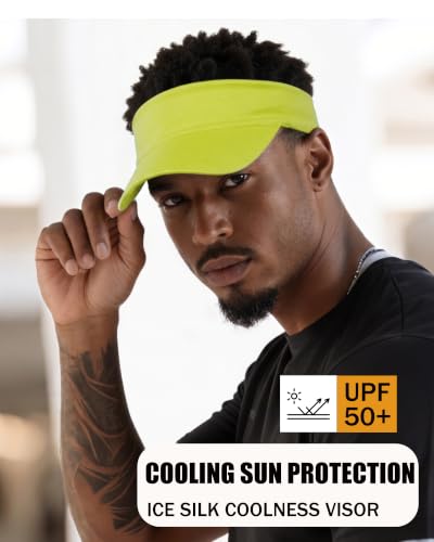 Cooling Stretchy Visor Hat Sports Sun Headband UV Visors Hats - color: Bright Yellow