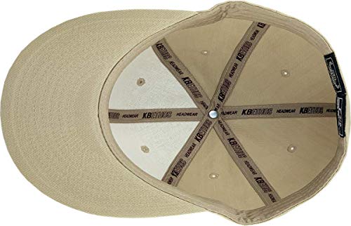 KBETHOS® Original 6 Panel Flat Brim True-Fit Fitted Cap - color: Khaki, size: 7 5/8