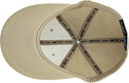 KBETHOS® Original 6 Panel Flat Brim True-Fit Fitted Cap - color: Khaki, size: 7 5/8