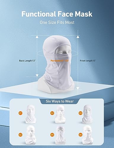 AstroAI Ski Mask Balaclava, Windproof UV Protector Face Cover, White - color: White