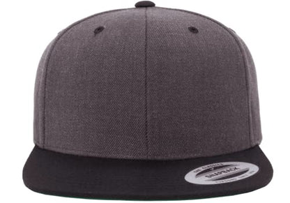 Mrlahat 6089 Yupoong Yp by Flexfit 6-Panel Structured Flat Visor Classic Snapback Cap with Black Bandana - color: Dark Heather / Black