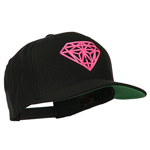 e4Hats.com Pink Diamond Outline Embroidered Snapback Cap - color: Black