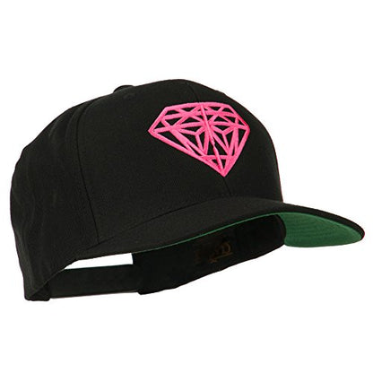 e4Hats.com Pink Diamond Outline Embroidered Snapback Cap - color: Black
