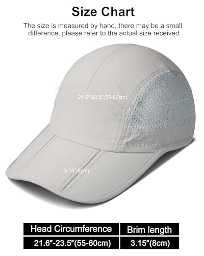 GADIEMKENSD Mens Folding Outdoor Hat Long Brim UPF 50+ Sun Protection - color: Folding Light Gray