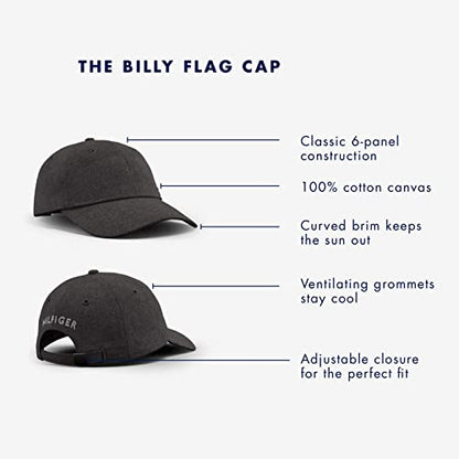Tommy Hilfiger Men's Cotton Billy Adjustable Flap Baseball Cap - color: Charcoal Grey Heather