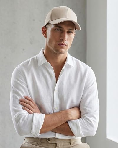 Zylioo XXL Fitted Hats for Men Big Heads, Closed Back Baseball Cap Cotton - color: Beige, size: X-Large-XX-Large