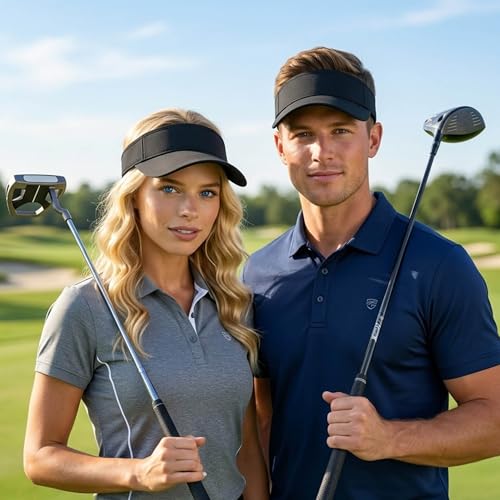 3 Pack Sun Visor Hat Women Beach Visors Outdoor Sports Cap - color: Black, Grey, Khaki