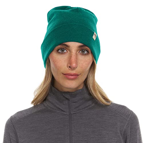 100% Merino Wool Cuff Beanie - Warm Winter Hat - Novelty Beanie - Toque - color: Emerald Green