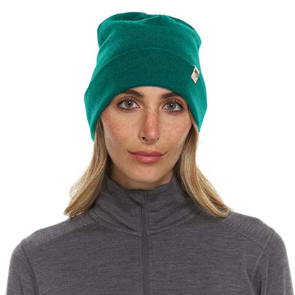 100% Merino Wool Cuff Beanie - Warm Winter Hat - Novelty Beanie - Toque - color: Emerald Green