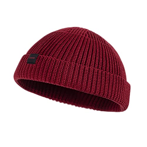 Fisherman Beanie Hats for Men Women,Knit Trawler Skull Cap,Watch Cap,Spring Fall Winter Warm Short Hats - color: (Cotton)-winery-m