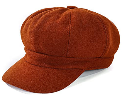 Newsboy Caps for Women Classic Beret Hats Autumn Winter Cap - color: Caramel