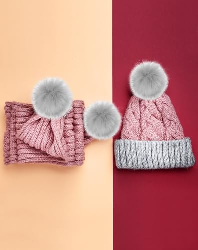 QWORK Faux Fox Fur 3.94" DIY Pom Pom Balls, Colorful Fluffy Craft Pompoms with Elastic Loops for Knitting Hat, Shoe Accessories, Bag Charms, 12 Pcs