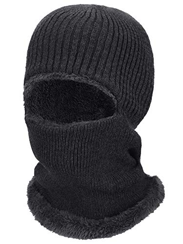 Balaclava Knitted Warmer Windproof Hat Covering Face for Men Women Fleece Outdoor Sports - color: Grey, size: Medium