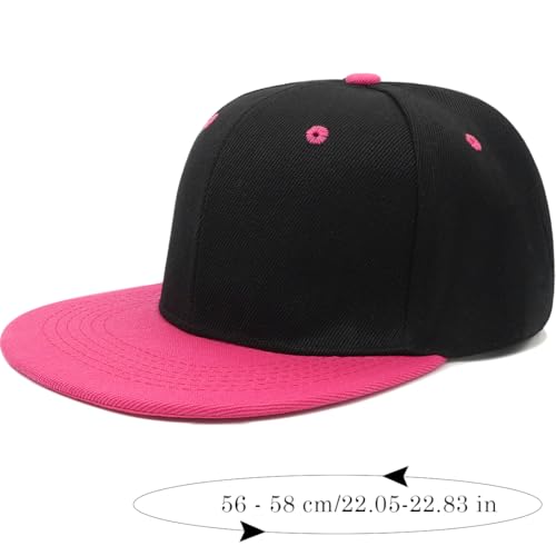 Snapback Hat Flat Bill Visor Hats Adjustable Hip Hop Baseball Cap for Women Men - color: Black Rose Red
