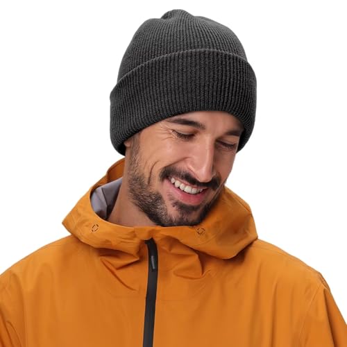 Connectyle Thick Cuffed Beanie for Men & Women Double Layer Knit Winter Hat Acrylic Watch Hat Warm Stocking Skull Cap - color: Dark Grey
