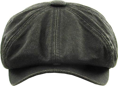 KBETHOS Leather Ascot Made in USA Ivy Collection Classic Newsboy Caps - color: (E) Pu Leather - Black, size: Small-Medium