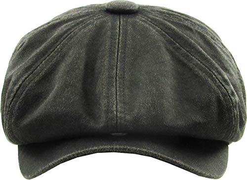 KBETHOS Leather Ascot Made in USA Ivy Collection Classic Newsboy Caps - color: (E) Pu Leather - Black, size: Large-X-Large