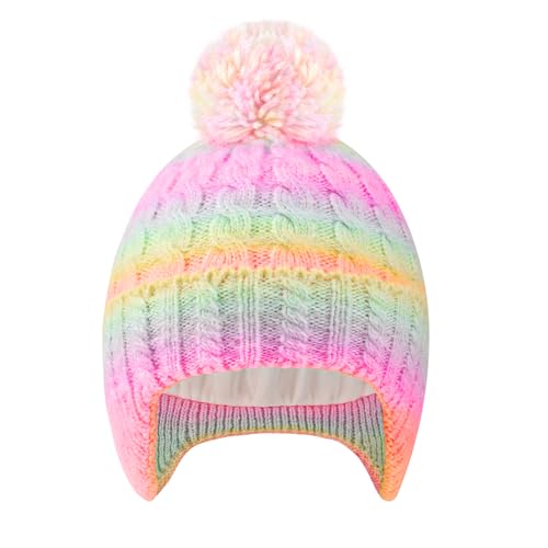 Kids Winter Beanie Hat Boys Toddler Knitted Pom Hat Earflap Fleece Lining Ages 3-12 - color: Multicolour2, size: 3-8 Years