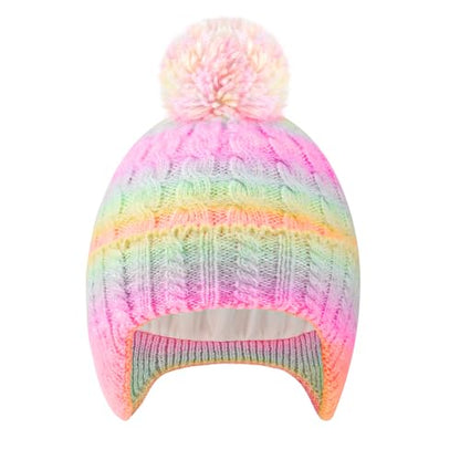 Kids Winter Beanie Hat Boys Toddler Knitted Pom Hat Earflap Fleece Lining Ages 3-12 - color: Multicolour2, size: 3-8 Years