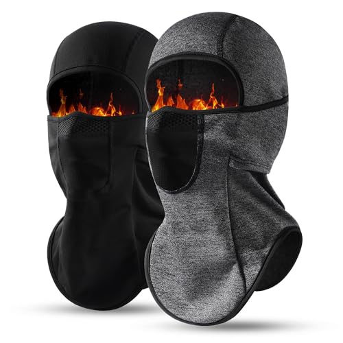 Ski Mask Balalclava Windproof Face Mask Warm Fleece Neck Cover for Cold Weather Helmet Hood for Men & Women - color: A05-2pcs(black+gray)