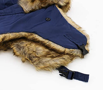 Wool Blend Aviator Trapper hat Trooper Ear Flaps Ushanka Eskimo Russian Warm Winter Cold… - color: Navy Classic Solid