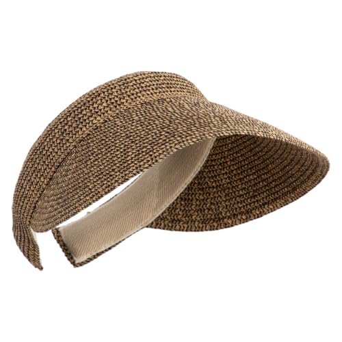 UPF 50+ Paper Braid Clip On Visor - color: Brown Black