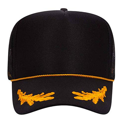 OTTO Wholesale 12 x Polyester Foam Front 5 Panel High Crown Mesh Back Trucker Hat - (12 Pcs) - color: Blk/Gld