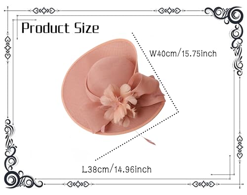 dressfan Vintage Fascinator Hats for Women,20s 50s Linen Flower Hat for Derby/Church/Wedding/Cocktail/Tea Party - color: Dusty Pink