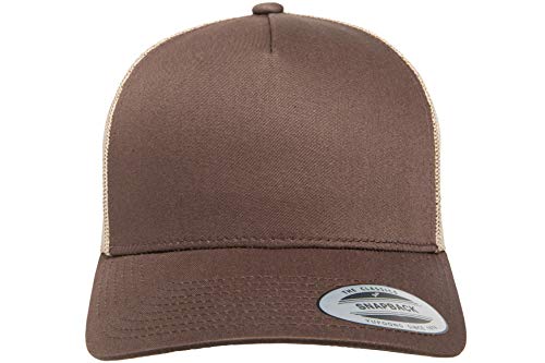 Yupoong Men's Yp Classics 5-Panel Retro Trucker Cap-2-tone - color: Brown/Khaki