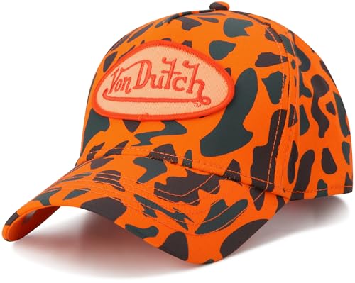 Von Dutch Unisex Cotton Canvas Baseball Cap, Curved Brim, Snapback - color: Orange