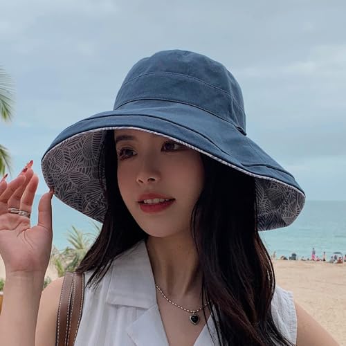 FaroDor Women's Reversible Bucket Hat UV Protection Packable Travel Cap Wide Brim Sun Hats 2026 - color: 6navy Blue
