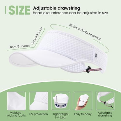 Breathable Mesh Sun Visor Lightweight Sport Hat for Men Women - color: White