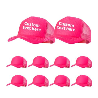 10 Pack of Blank Trucker Hat Bulk Men and Women Hats Bulk DIY Graffiti Mesh Hat Hot Stamping Hats - color: Fluorescent Rose