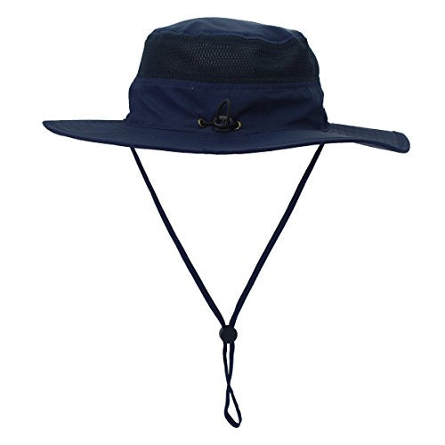 EONPOW Fishing Hats Windproof UPF50+ UV Protection Bucket Beach Mesh Sun Hat 56-61cm - color: Dark Blue