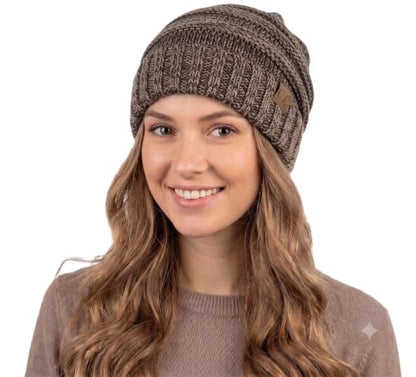 NYFASHION101 Slouch Wrinkled Beanie Cap Slouchy Skull Hat - color: Brown Mix