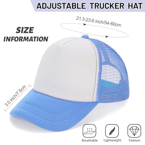 Ultrafun 10 Pack Trucker Hat Mesh Sublimation Blank Hats Adjustable Baseball Caps Hats for Men Women - color: Blue White