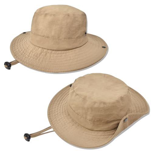 ZOORON Kids Sun Hat UPF 50+ Quick Dry Bucket Safari Hat for Girls and Boys - color: Khaki