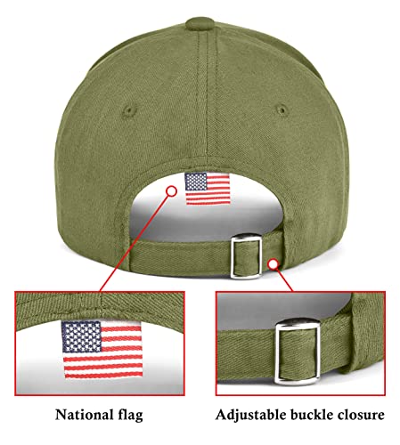 KIRAAT 3 Pack American Flag Baseball Cap Unisex,Low Profile USA Plain Dad Hat for Men＆Women - color: Black＆grey＆green