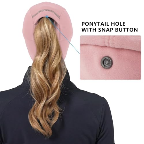 GADIEMKENSD Women's Winter Reflective Fleece Ponytail Hat with Drop Down Ear Warmer - color: Pink, size: 7-7 1/8
