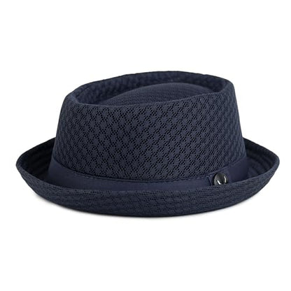 The Hat Depot Unisex Light Weight Classic Soft Cool Mesh Pork Pie hat - color: Navy, size: Large-X-Large