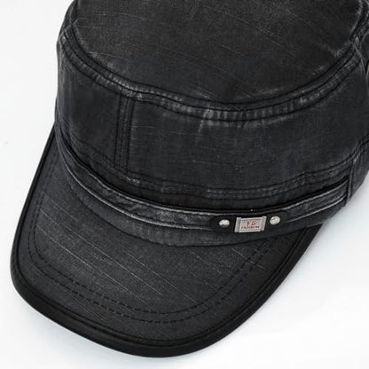 Unisex Cadet Army Cap Adjustable Flat Top Cap Washed Cotton Military Hat Baseball Cap - color: Black 1