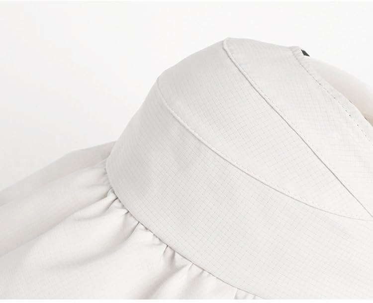 Outdoor UV Protection Foldable-Sun-Hat for Women - Wide-Brim Ponytail-Hole Hats Visor-Hats Floppy Packable Beach-Hat White